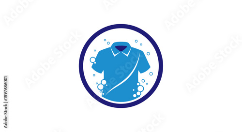 Laundry service logo with blue shirt.