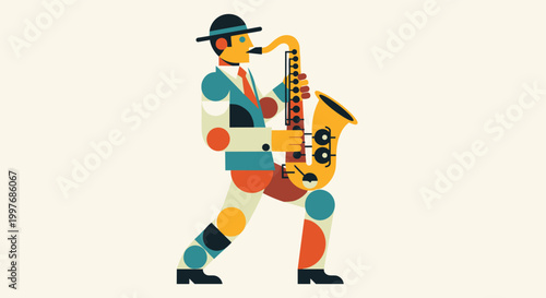 Man Playing Saxophone In Style