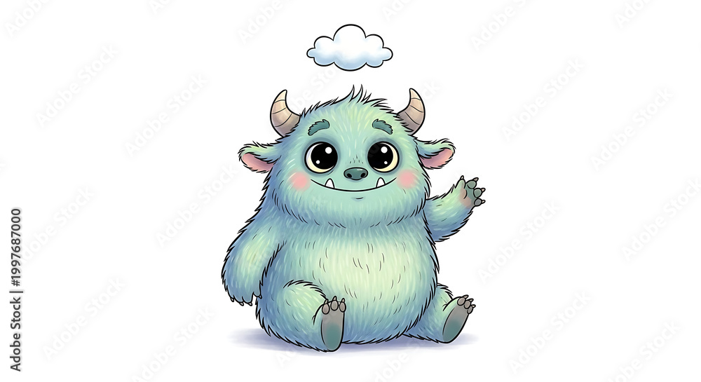 Fototapeta premium Illustration of a cute monster on a white background