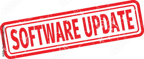 SOFTWARE UPDATE red rubber stamp text