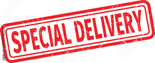 SPECIAL DELIVERY red rubber stamp text