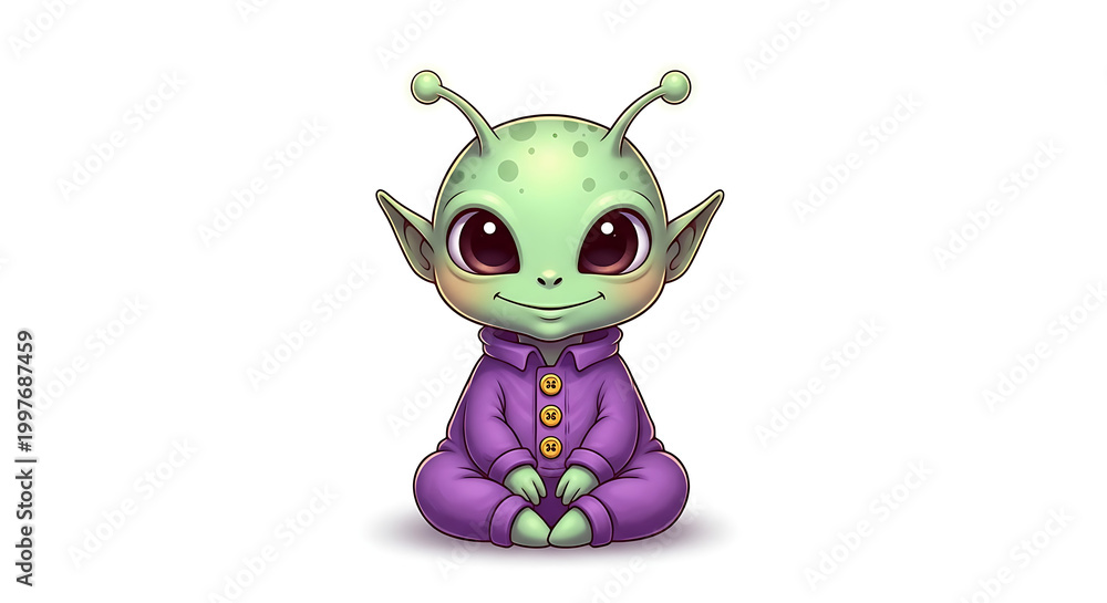 Fototapeta premium Illustration of a cute alien on a white background
