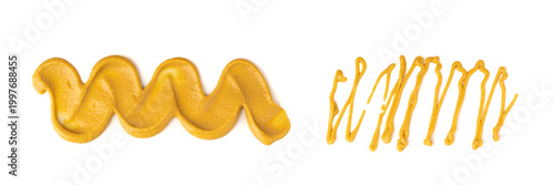 Fotografie Mustard sauce wavy line isolated