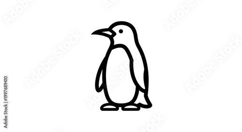 Simple black and white line drawing of a penguin standing upright on a plain background.