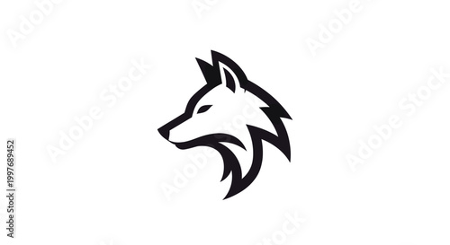 A sleek, minimalist black and white logo featuring the profile of a wolf's head with sharp, angular lines, set against a plain white background.