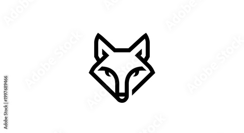 A minimalist black and white line art logo depicting the head of a fox.