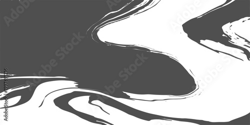 Abstract dark charcoal grey and white fluid marble texture background, elegant liquid acrylic paint swirl pattern. minimalist abstract background featuring flowing liquid shapes in dark charcoal grey 