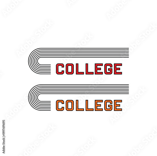 College Logo Design with Retro Stripes.
