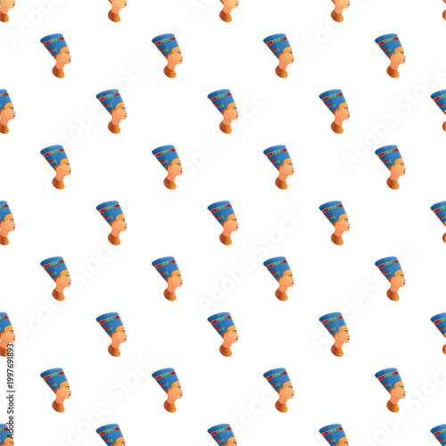 Queen nefertiti bust repeating pattern symbolizing ancient egyptian royalty and history