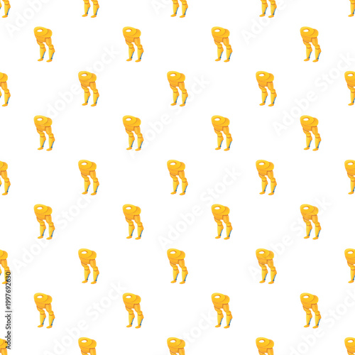 Seamless pattern showcasing golden robotic leg prosthetics on a white background