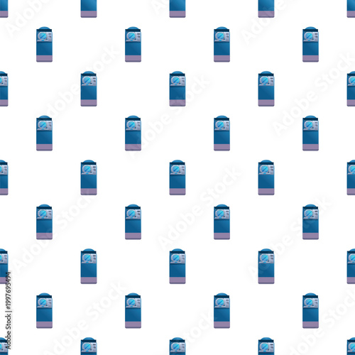 Automated teller machines repeating on a white background representing banking