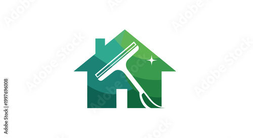 Green house cleaning service logo concept.