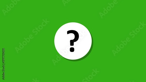 White circle transforms into question mark on green screen background Motion graphic of concept. circle animation 4k video