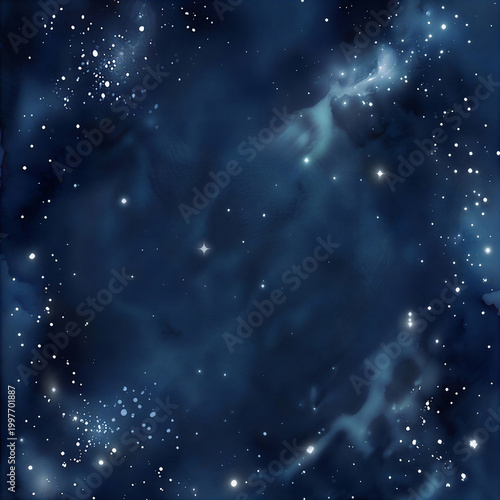 Deep Space Nebula Background with Bright Stars and Celestial Gas Clouds for Sci-Fi and Cosmic Designs