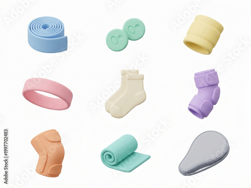 Colorful assortment of rubber products.