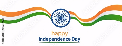 Indian flag waving with Ashoka Chakra celebrating Independence Day.