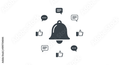 Notification icons with bell and speech bubbles.