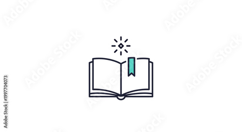 Icon of an open book with inspiration.