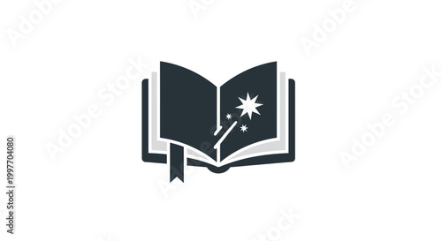 Open book with magic star.