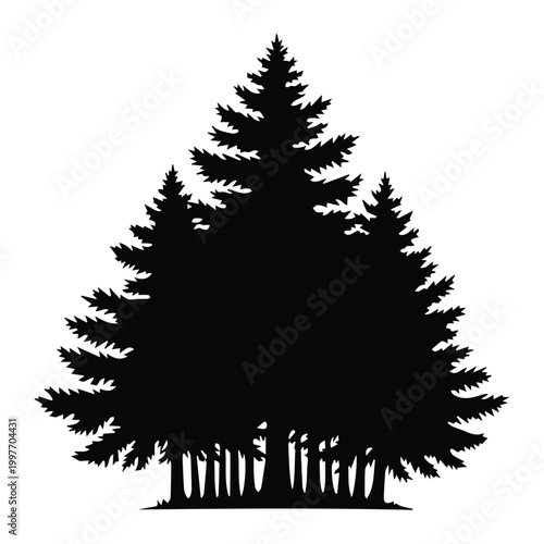 Pine tree vector illustration, evergreen forest element for nature and outdoor themes.
