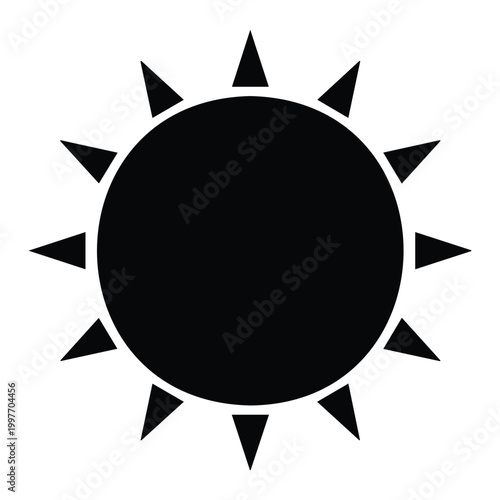 Sun silhouette vector illustration icon isolated on white background.