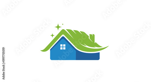 Eco friendly house with green roof.