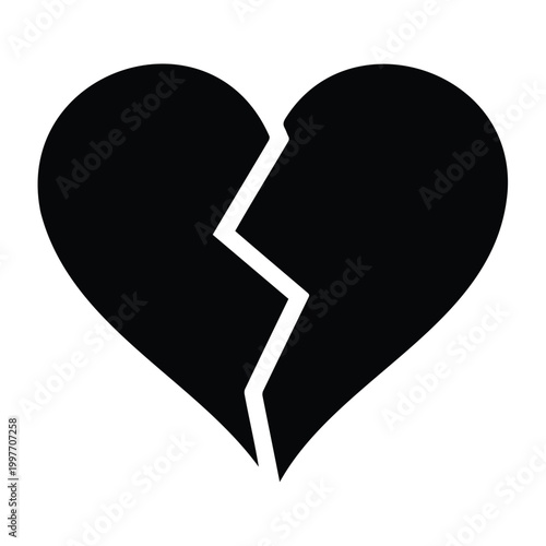 Broken heart vector illustration representing relationship breakup sadness and emotional pain.