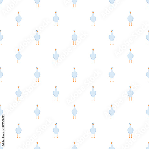 Cute cartoon seagulls creating a light blue and white seamless pattern