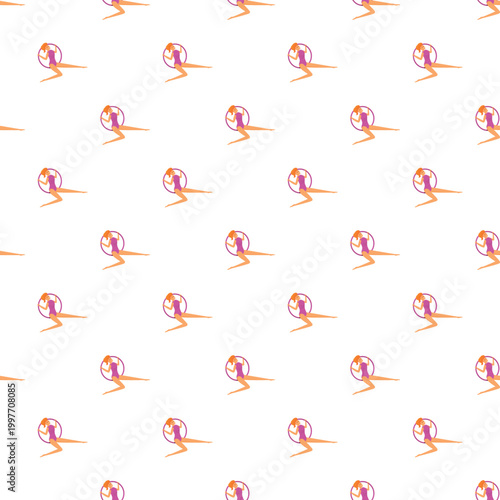 Woman performing acrobatics on a lyra hoop creating a seamless background pattern
