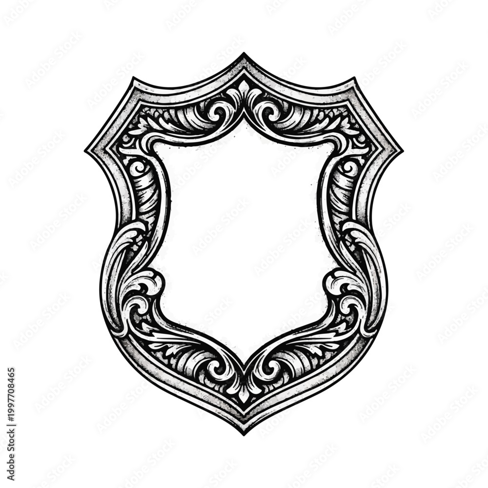 Obraz premium Ornate Shield Frame Illustration Design.