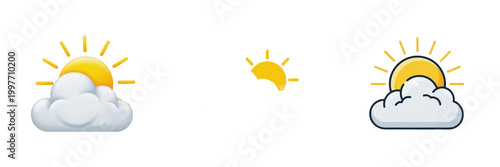 Photography Sunny Weather Icon with Ray Patterns Isolated on White Background for Weather Fo