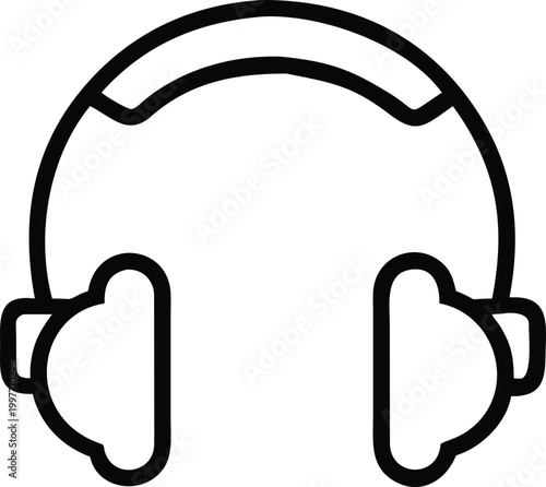 Minimalist headphones line icon vector, modern headset symbol for music and audio, black outline earphone graphic for podcast and call center apps