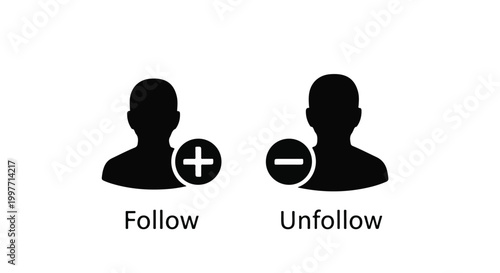 Follow and Unfollow user profile icons for social media management