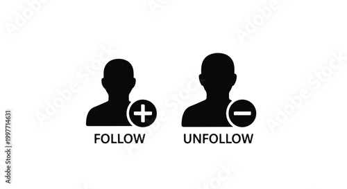 Follow and Unfollow profile icons with labels for social media user management