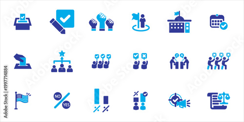 election icon set. ballot, vote, democracy, government and more. simple colored vector