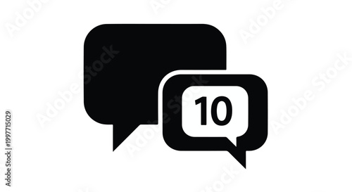 Social media chat bubbles icon with 10 unread message notification count