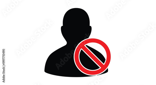 Blocked user profile icon with restricted access sign for social media privacy