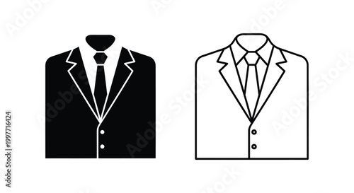 Elegant Black Suit Designs: Modern Formal Wear for Men Vector
