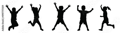 siluet icon children playing	