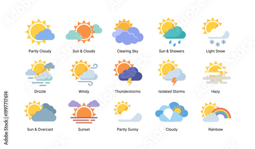 Weather condition icons showing forecast symbols in grid layout