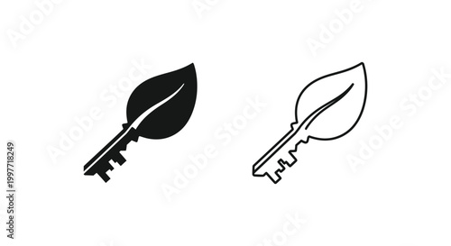Creative Key Designs: Unique Key and Leaf Art Ideas Vector