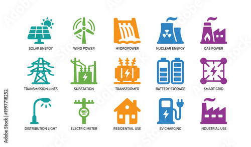 Energy icons displayed in a grid on white background