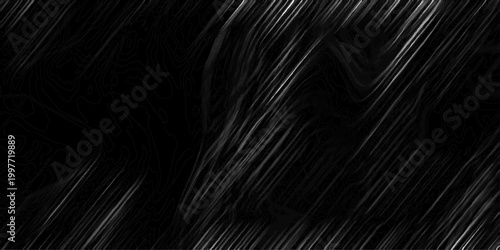 Black and white abstract background with sharp diagonal streaks and detailed topographic contour lines