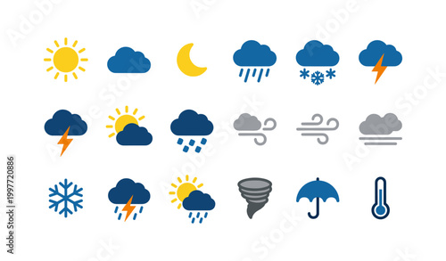 Weather condition icons displayed in grid on white background