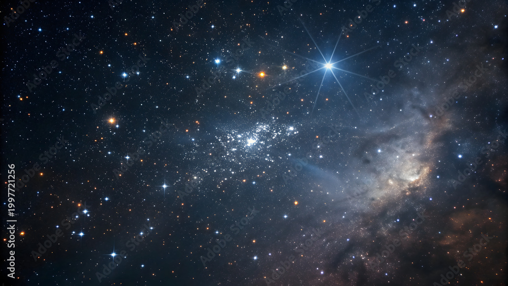 Obraz premium Stars and nebula in deep space with bright shining light