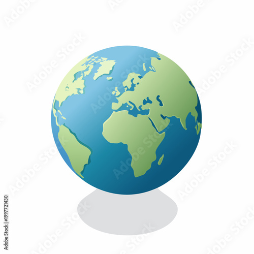 Isometric earth globe illustration. World map representation.