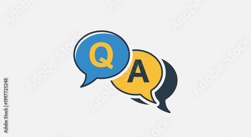 Tableau sur toile Question and answer speech bubbles in a modern graphic silhouette