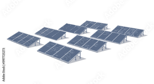 Minimalist Isometric Solar Panel Array Illustration for Renewable Energy and Sustainability Projects