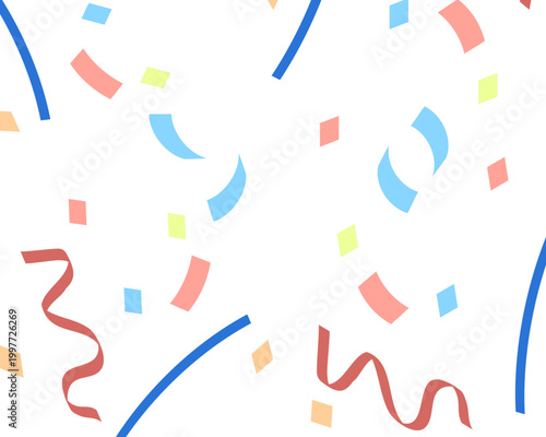 カラフルな紙吹雪とリボンの背景素材 お祝い パーティー 装飾