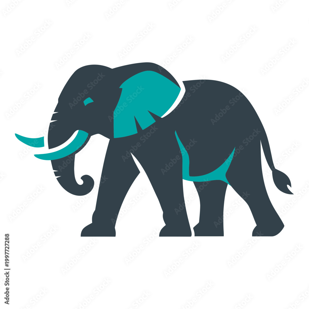 Obraz premium A stylish 2D illustration of a majestic elephant silhouette